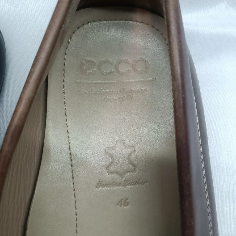 ECCO Mens 46‎ US 13 Brown Leather Penny Loafers Driving Moccasins Casual Office